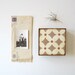 Lotus Leaf Sepia Tones Geometric Pattern 5x5 art block on wood beige cream rust circles red tile studio