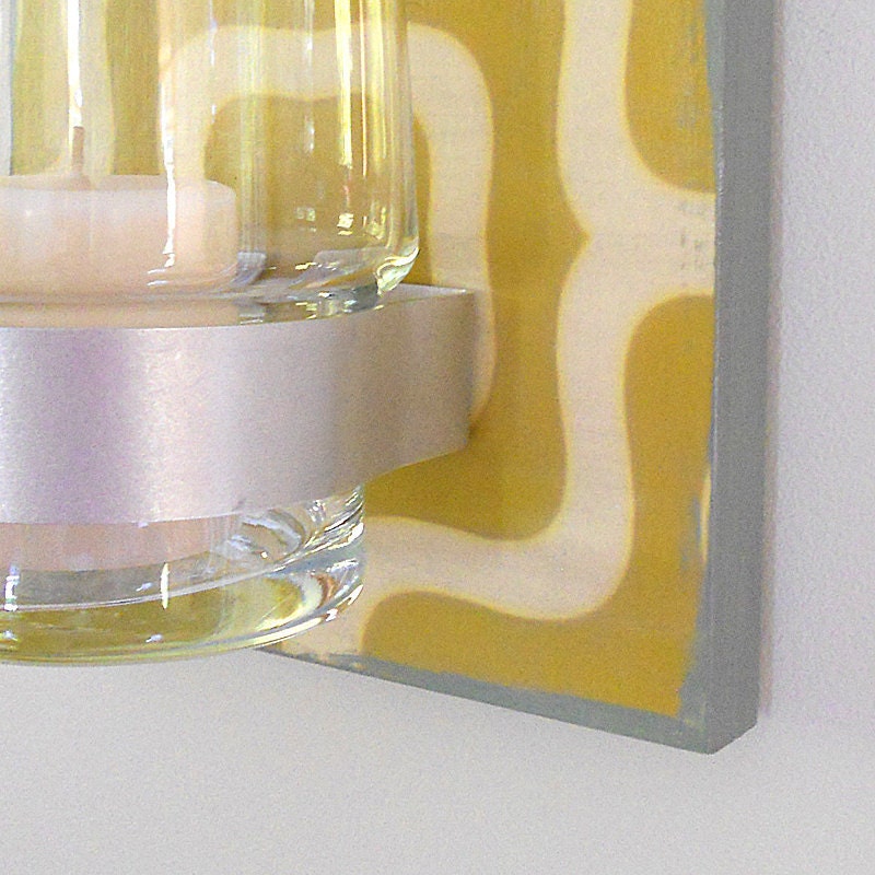 Candle Holder l modern wall decor l LABYRINTH: flower vase minimal mod wall vase votive chartreuse pattern redtilestudio