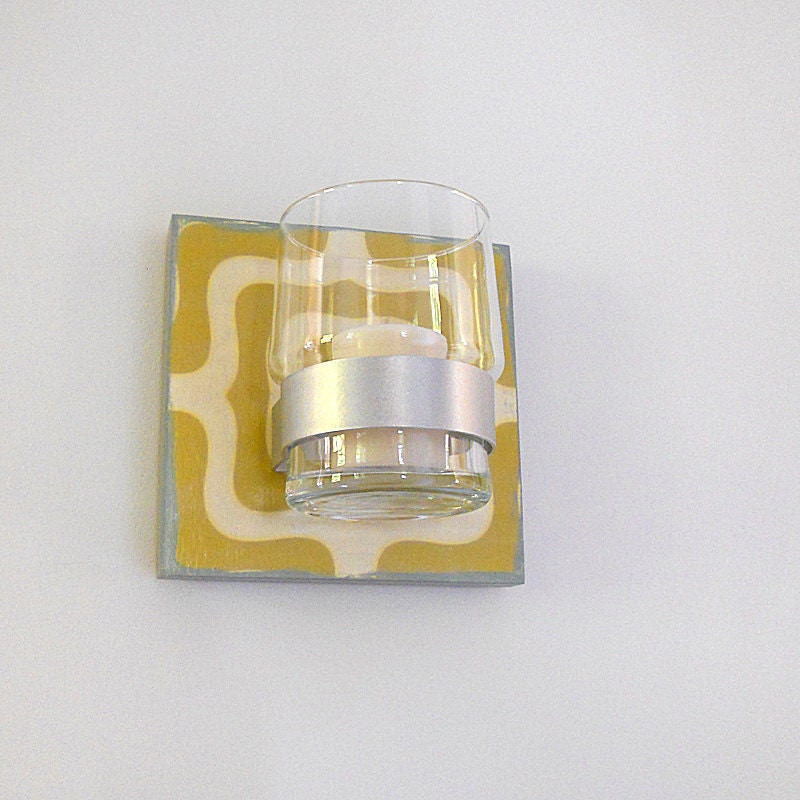 Candle Holder l modern wall decor l LABYRINTH: flower vase minimal mod wall vase votive chartreuse pattern redtilestudio