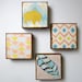 Wall Decor art block Set l Southwestern Geometric (4) 5x5 wood block modern home decor geometric pattern pastel redtilestudio