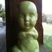 Doll Head planter or vase with Raccoon body in Green