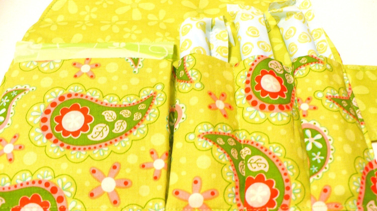 Privacy Pouch - Holds Tampons and Pads -Riley Blake Paisley Lime- Ready to Ship