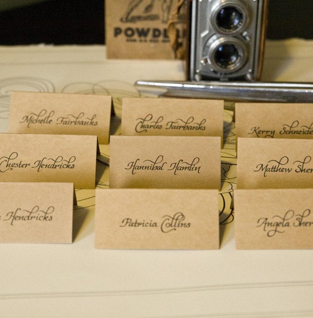 Beautiful Rustic Place Cards - Hand Calligraphy