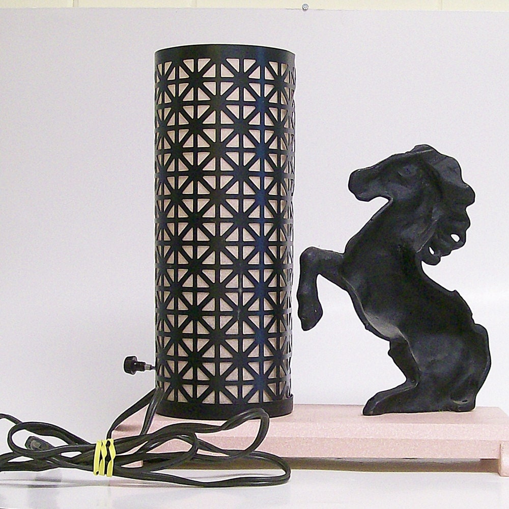 Vintage TV/Accent Lamp Pink and Black with Horse
