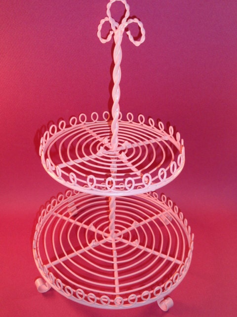 Cupcake vintage stand Tier by Stand wire  Vintage DishDashKitchenCo Pink Two Display cupcake