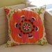 Silsila Suzani in Orange and Pink Indoor Outdoor Pillow Cover