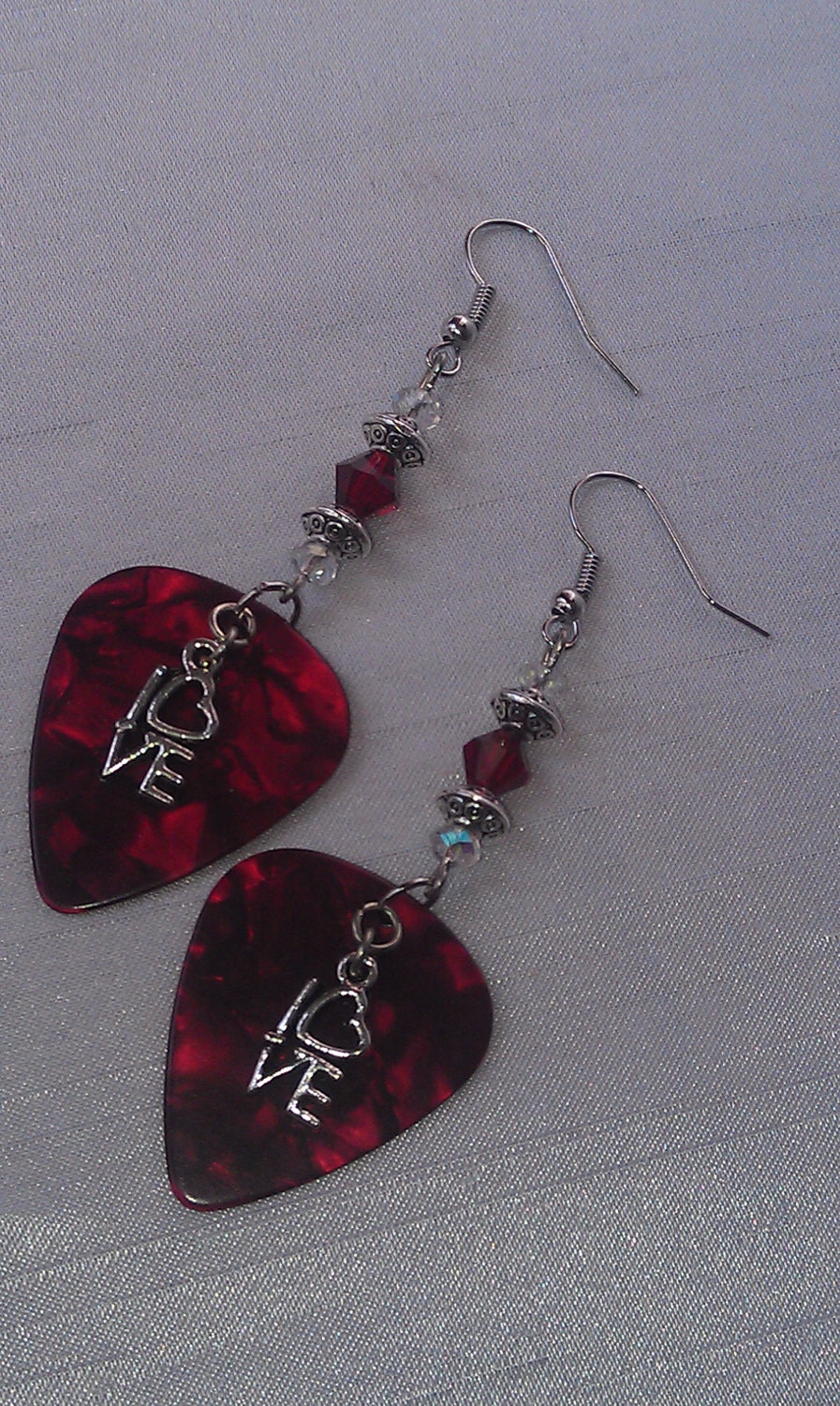 Red Love Charm Guitar Pick Earring
