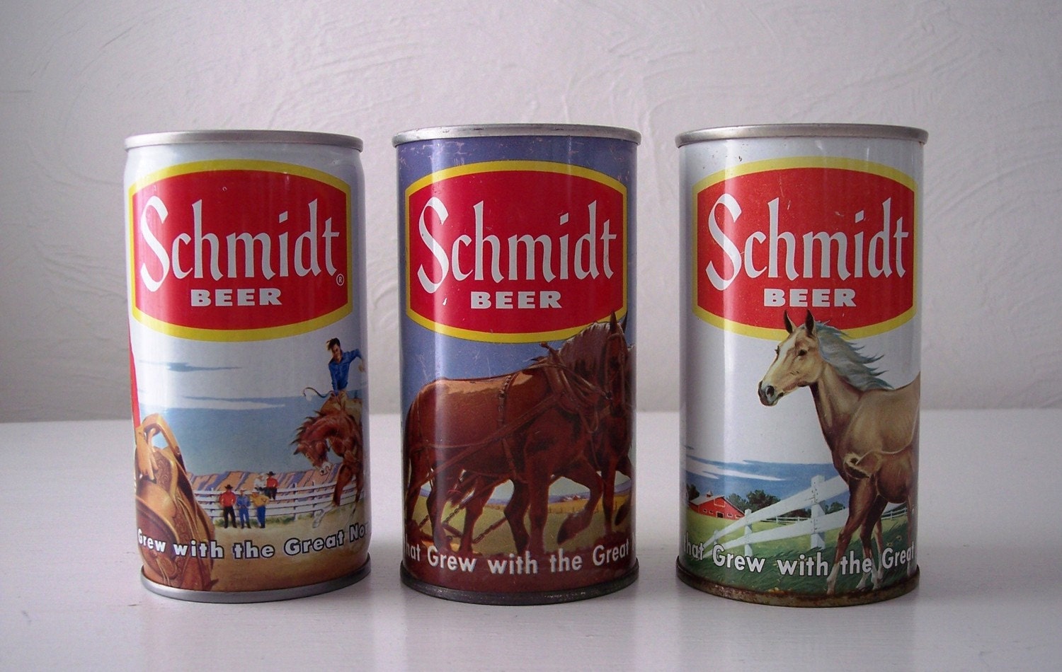 schmidt beer can western horse set of three mid century collection