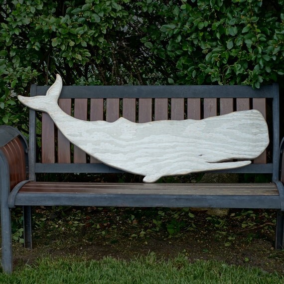 Whale Art Large Wood Wall Hanging Folk Primitive by