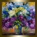 Original Floral Textured Palette Knife Oil Painting Contemporary Modern Art 20X20 by Willson Lau