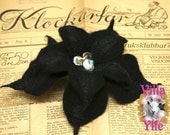 EDELWEISS black flower fascinator,brooch or ring - Made To Order (approx 2 weeks)