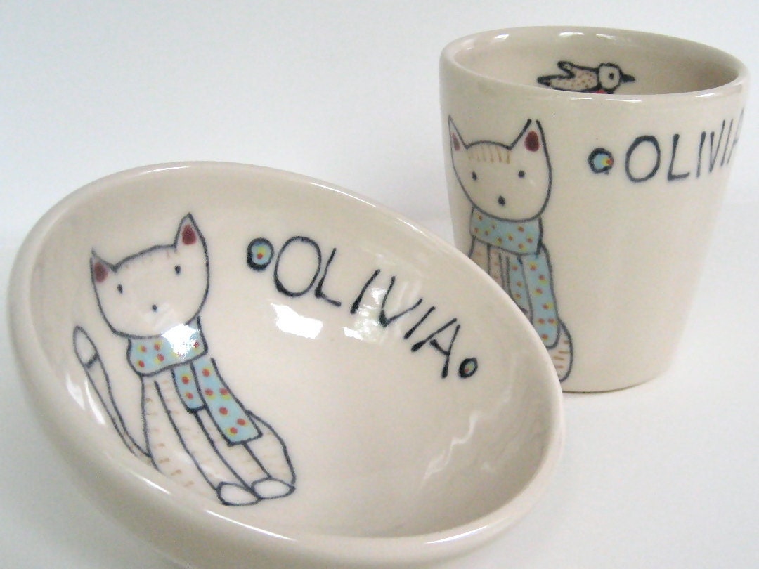 Baby Gift- Personalized Set - Small Bowl and Juice Cup - Reserved for Lydia