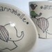 Personalized Baby Gift - Cat and Scarf - Small Bowl and Juice Cup- Handmade Baby Gift Set