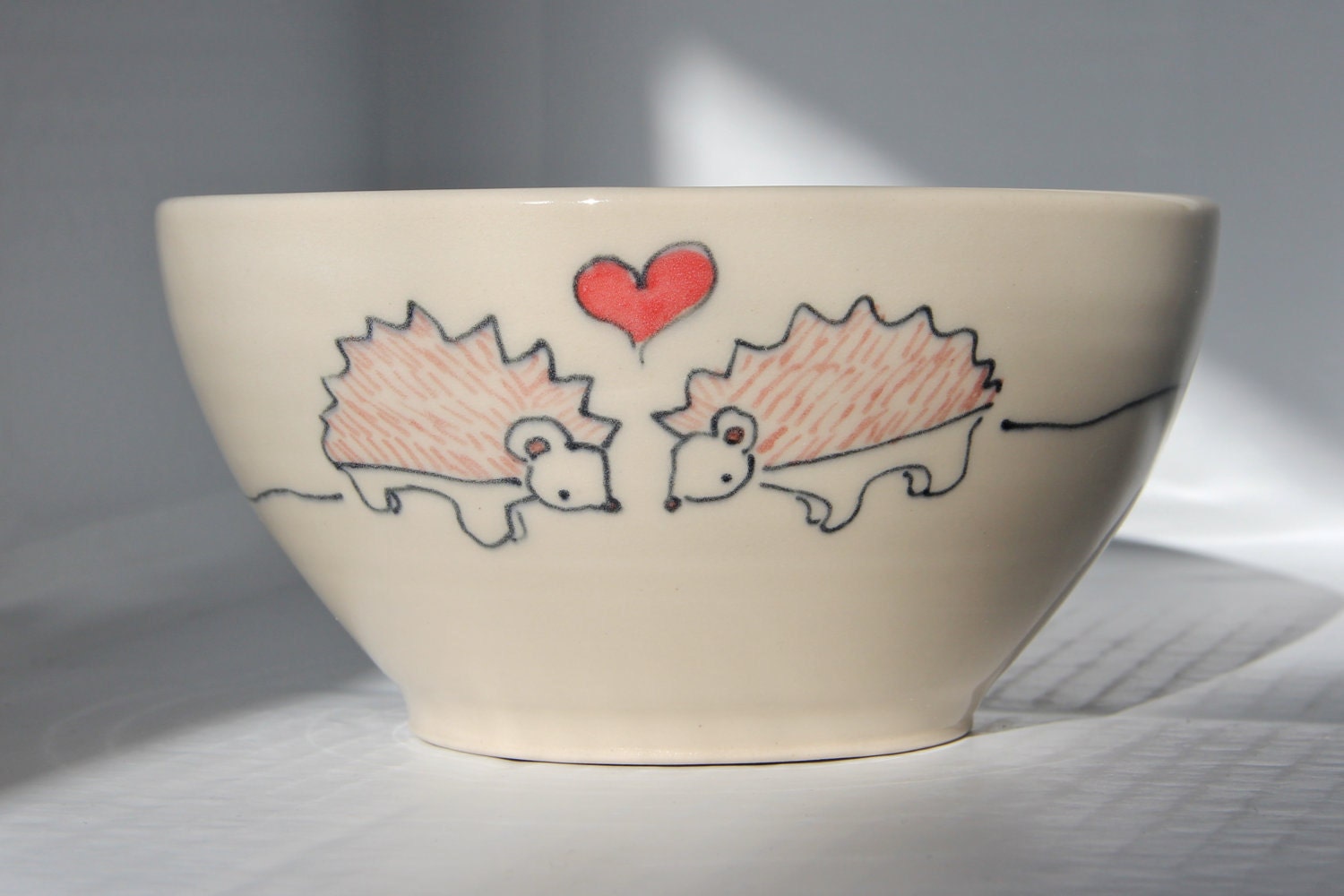 Handmade Ceramic Bowl- Hedgehogs in Love Bowl