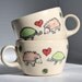 Personalized Wedding Gift - Personalized Engagement Gift - Pair of Made to Order Teacups - Hedgehog and Turtle in Love