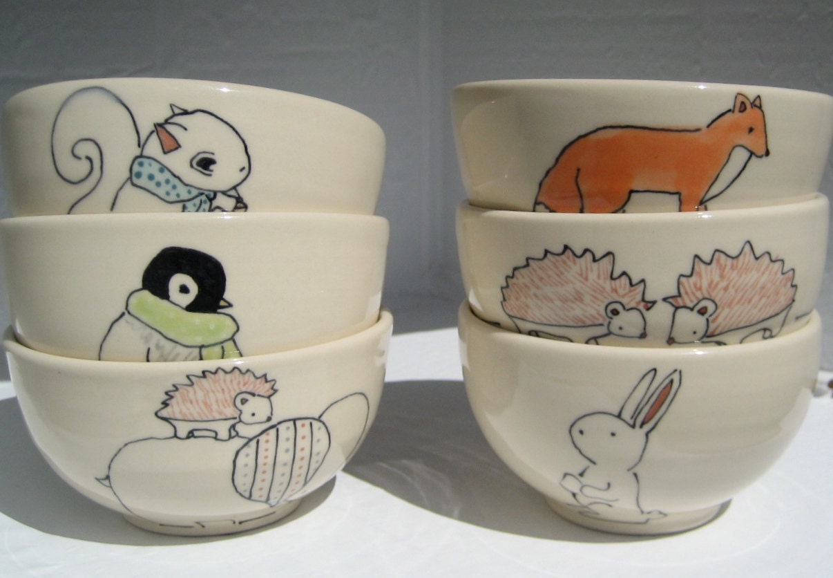 Set of Six Dessert Bowls - Handmade Ceramic Bowls- Housewarming Gift - Made to Order