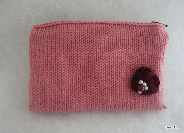 Pink and Burgundy Zipper Pouch