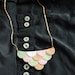 LAST ONE - Leather Scallop Petals Necklace - Pastel Spring Garden - Made to Order