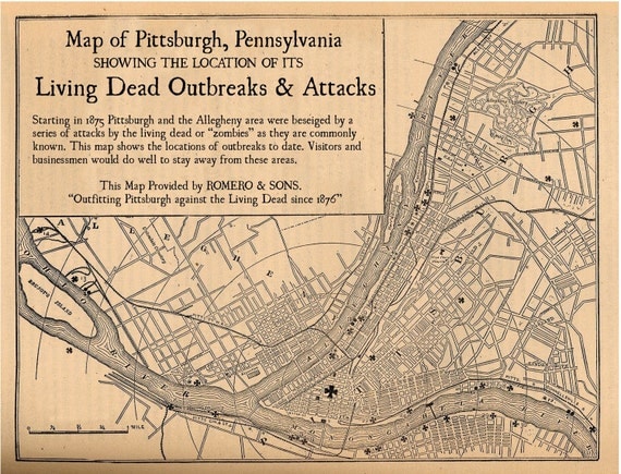 Pittsburgh Zombie Outbreaks: A Map