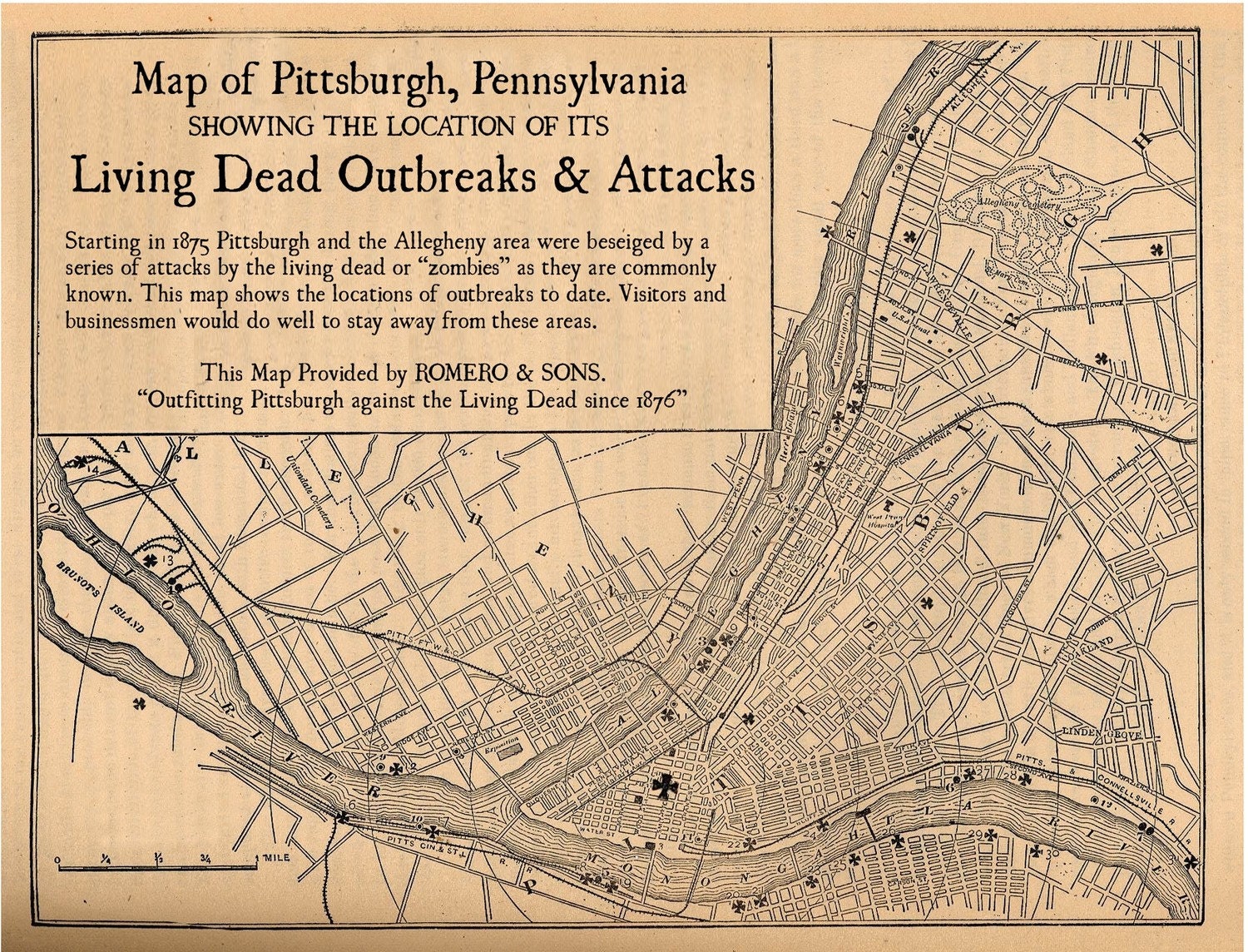 Pittsburgh Zombie Outbreaks: A Map
