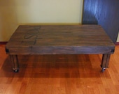 Rustic Handmade Industrial  Factory Cart Coffee Table