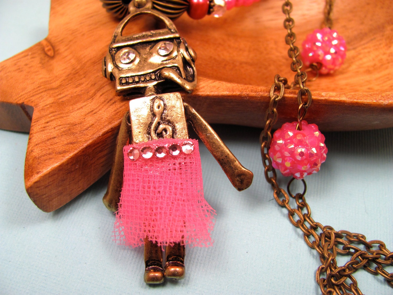 Robot Girl With Tutu Necklace