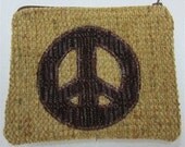 Plum Peace Sign Coin Purse