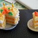 Dollhouse Miniature Polymer Clay Food Birthday Cake Orange Cream Cheese Frosting Cake with orange peach Roses and Candles