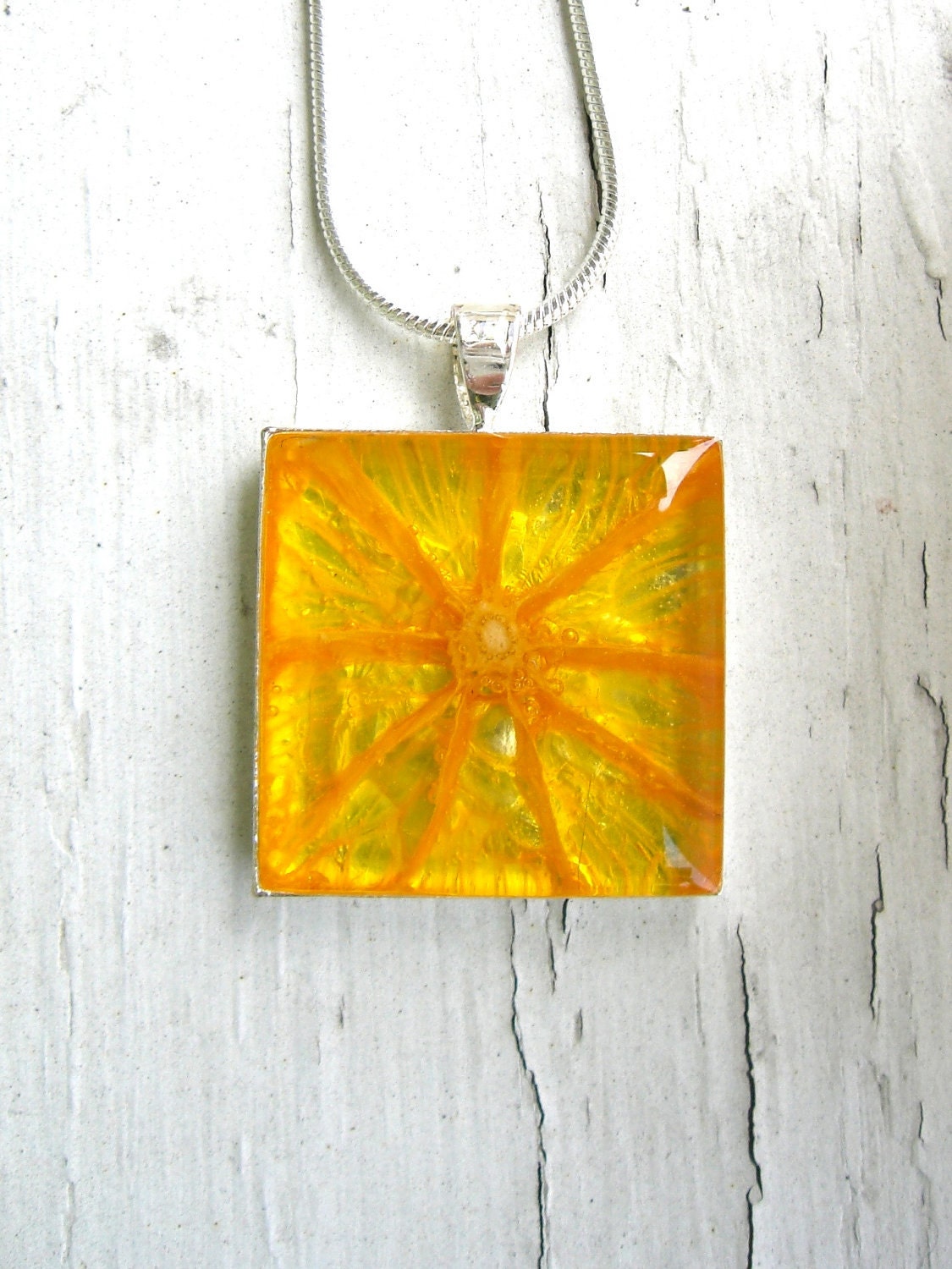 Fruit Jewelry - Real Orange Pendant  - Real Fruit Jewelry - Vegan Necklace