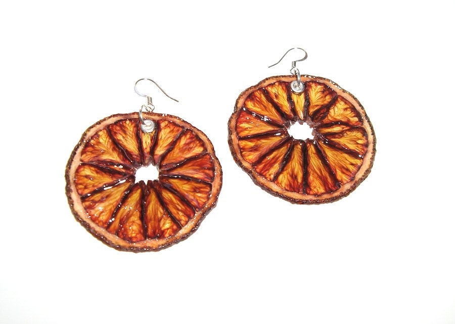 Blood Orange Earrings - Fruit Jewelry