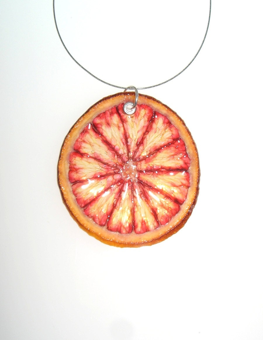 Blood Orange Necklace - Fruit Jewelry - Fruit Necklace - Real Fruit Jewelry
