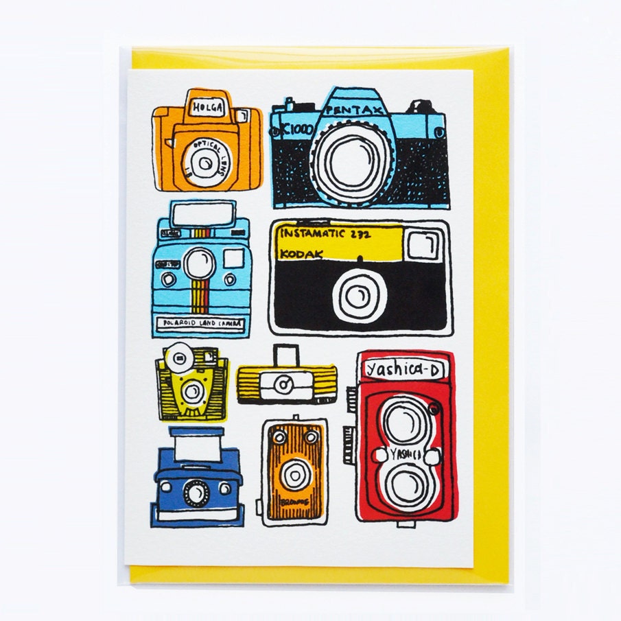 Colourful Retro Vintage Camera Greeting Card