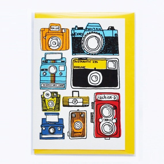 Colourful Retro Vintage Camera Greeting Card
