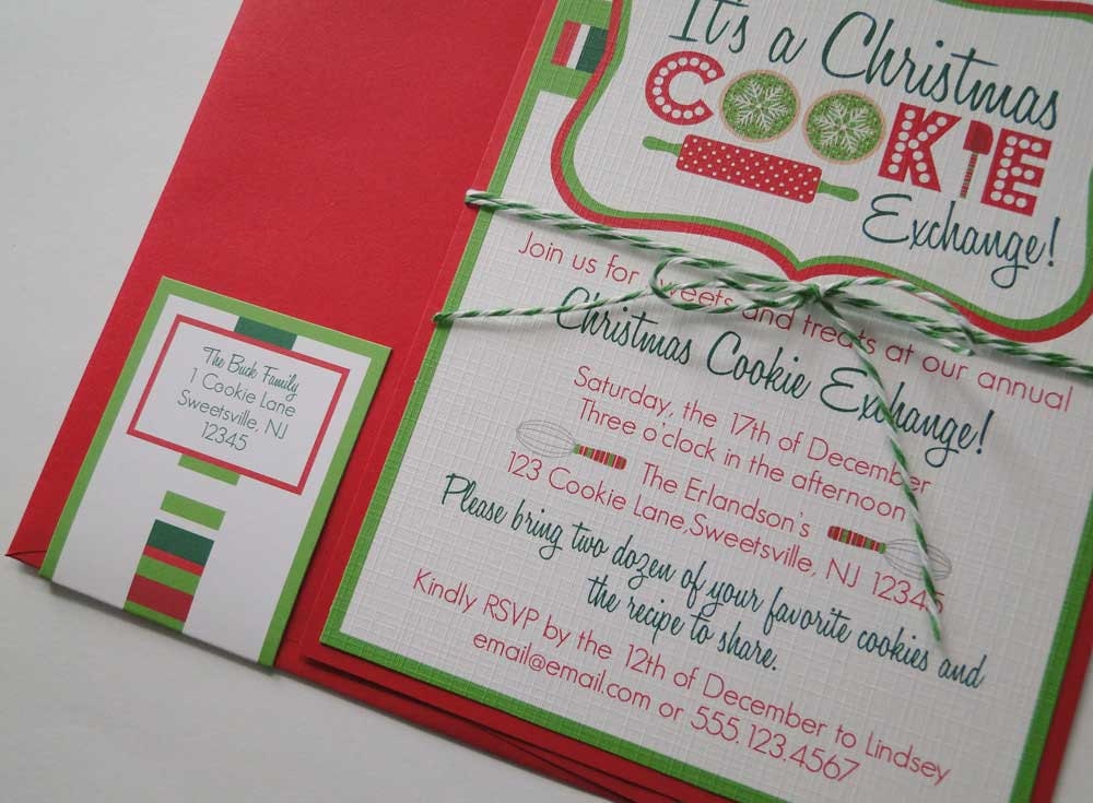 Christmas Cookie Exchange or Swap Printed Party Package - Invitations, Labels, Tags and Address Wrappers - Set of 20