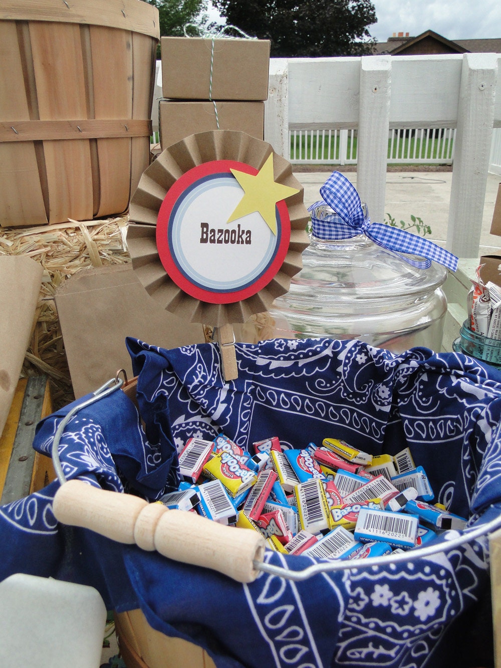Custom Paper Rosette Clothespin Labels for BBQ Shower or Party