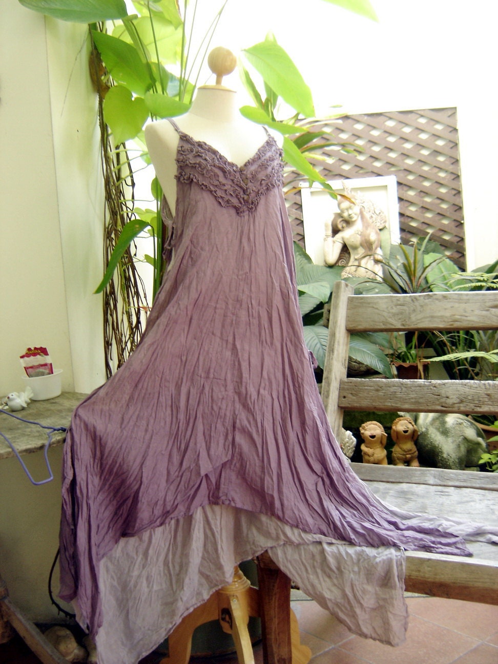 Double Layers Maxi Cotton Dress III - Soft Purple