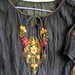 Short Sleeves Bohemian Embroidered Top - Black