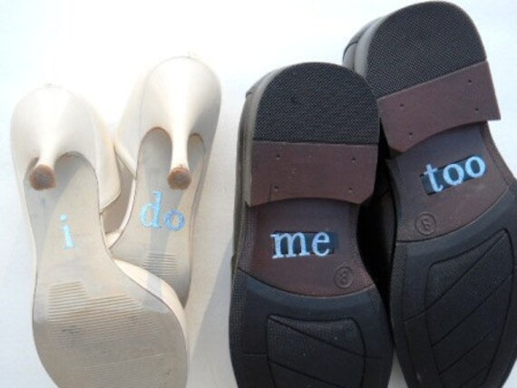 His & Hers I DO Shoe Stickers in Blue I Do  and Me Too