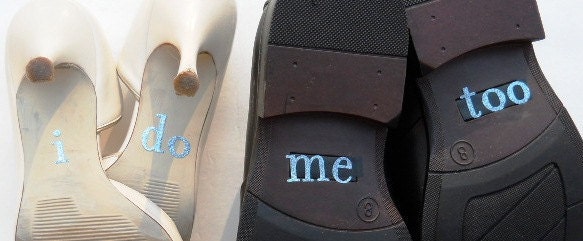 His & Hers I DO Shoe Stickers in Blue I Do  and Me Too