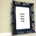 Vintage Frame or Dry Erase Board Sign in Navy Blue, Metal Scroll Detail, by saltcityspice
