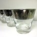 Silver Rim Lowball Tumblers, Drinking Glasses, Silver Band Etched Flowers, Floral Design - Vintage Set of 4, 1960s Midcentury Mad Men Era
