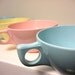 Vintage Pastel Melamine Cups, Spring Aqua Blue, Pink, Yellow, Lot of 4 Aztec Teacups, Retro Kitchen Plastic