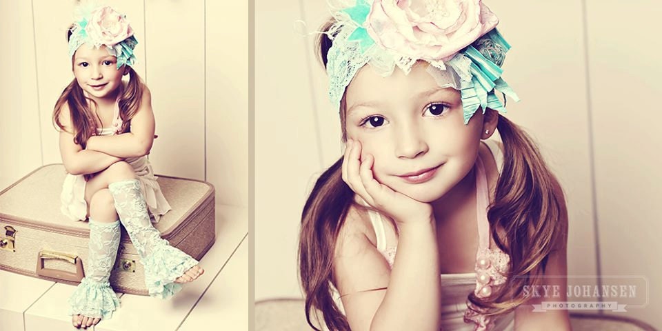 Under the Sea Aqua and Pink headband with feathers