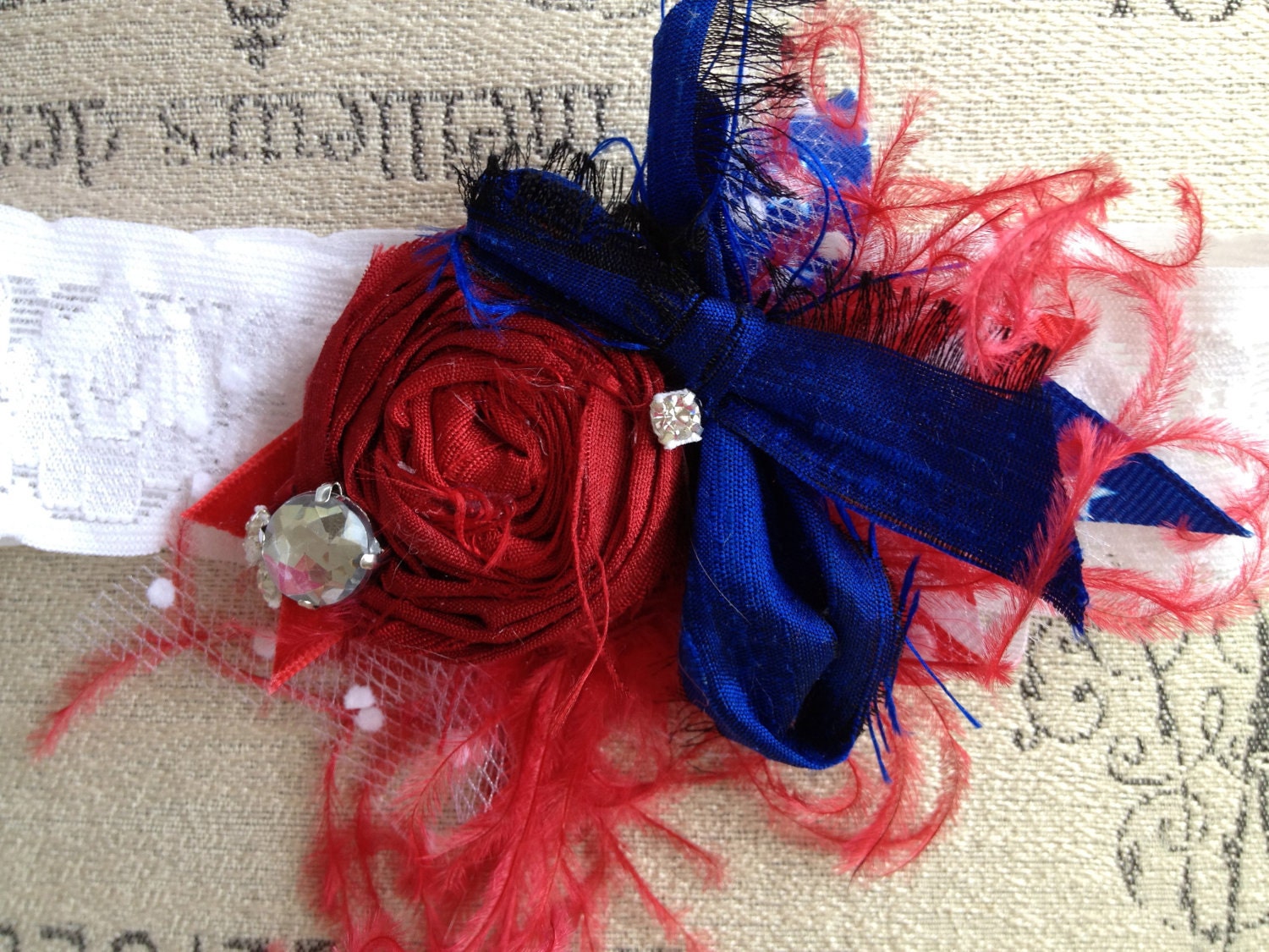 Stars and Stripes Fourth of July Patriotic Headband with Feathers