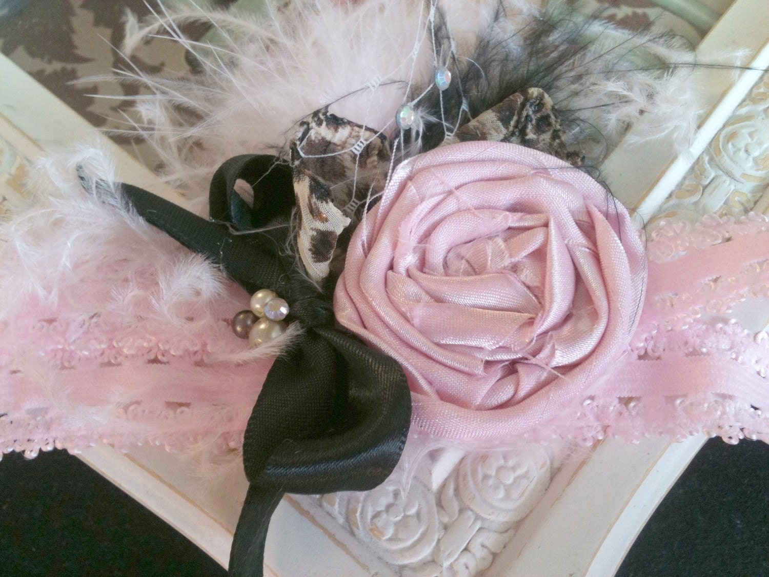 Cheetah and pink Diva headband Sale