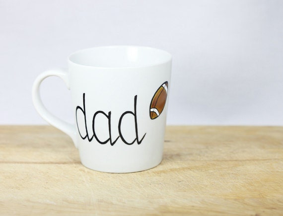 Personalized Ceramic Mug Hand Painted white  tea cup mug  Dad football kitchen decor Decorative Art
