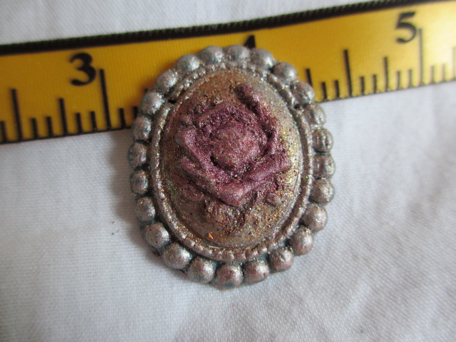 Polymer Clay Pink Platinum Rose with Gold Highlights Cabochon