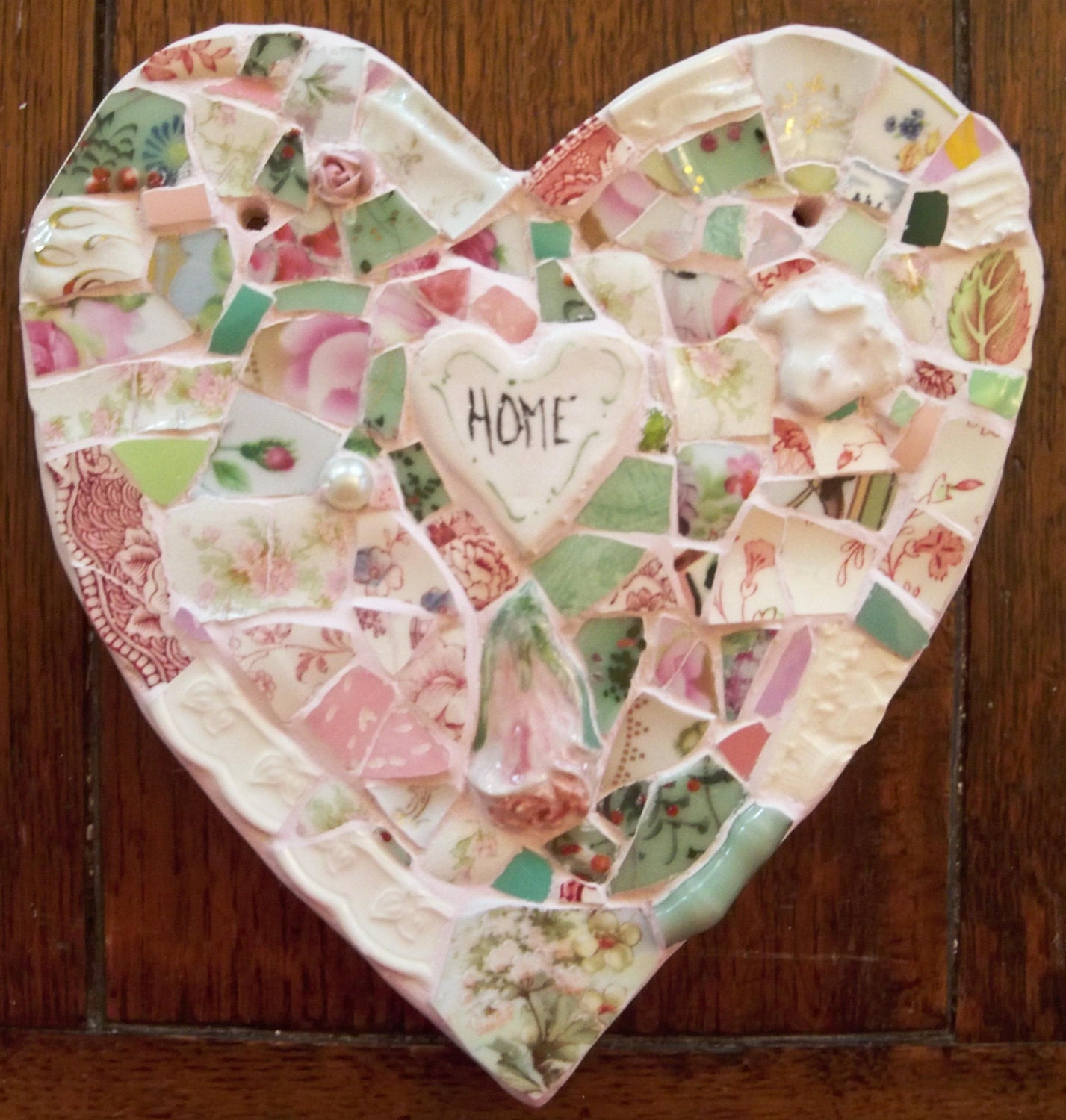 HEART Mosaic Shabby Chic HOME wall hanging