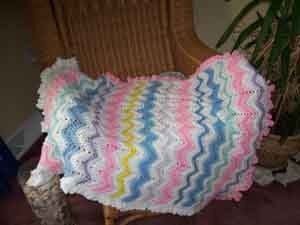 Baby Blanket ZigZag Pink and White Ruffle