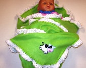 Baby Fleece Receiving Blankets with Pretty Crochet edging kams-store.com